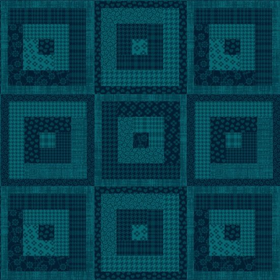 Pieceful Gathering - Log Cabin in Teals - from Studio e